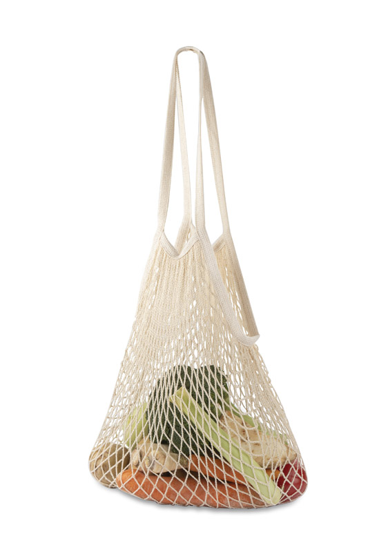 Sac De Courses FIRO Personnalisé Avec Logo. Sac FIRO en coton tressé beige, anses longues, logo imprimé.