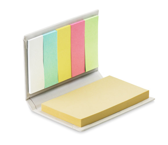 Carnet de notes adhésives LECTURE avec mémos colorés – personnalisable avec logo d’entreprise.