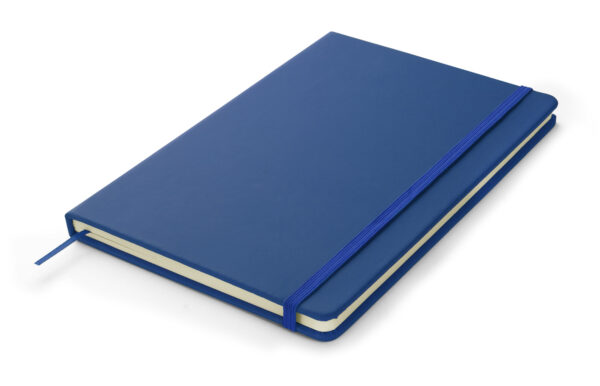 Carnet promotionnel VITAL A5 avec couverture aspect cuir et élastique coloré, personnalisable avec logo.