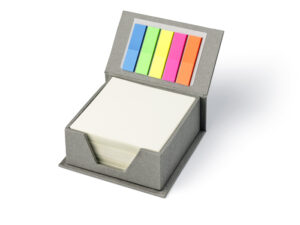 Bloc-notes BLOC avec Logo. Bloc-notes cube BLOC gris avec 300 feuilles et option d’impression de logo.