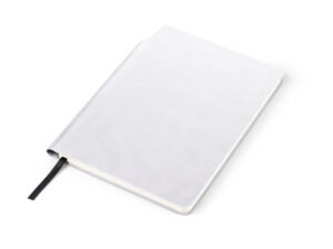 Carnet promotionnel MOLI A5 avec couverture souple PU et ruban, personnalisable avec logo.