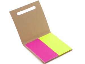 Notes HIKO électrostatiques jaunes et roses – objet publicitaire de bureau innovant sans colle, personnalisable avec logo.