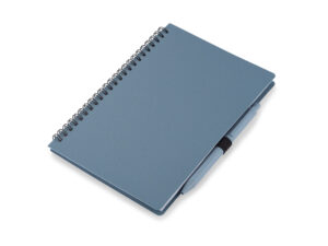 Carnet promotionnel A5 avec stylo, design écologique personnalisable avec logo.
