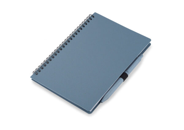 Carnet promotionnel A5 avec stylo, design écologique personnalisable avec logo.
