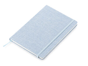 Carnet écologique BIVELLO A5 en coton recyclé, personnalisable avec logo.
