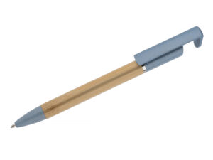 Stylo bambou premium FONIK avec clip en paille de blé, personnalisable avec logo.